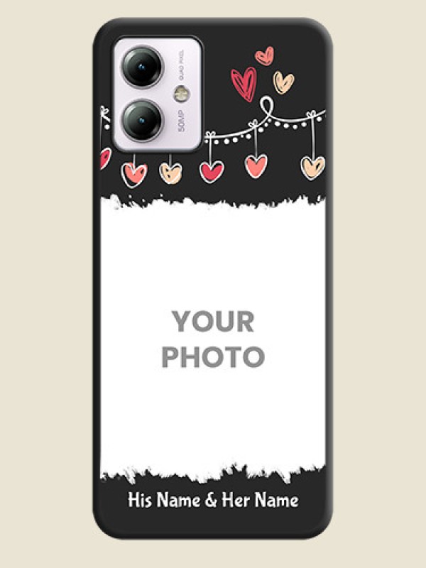 Custom Pink Love Hangings with Name on Space Black Custom Soft Matte Phone Cases - Moto G14 - alternate view