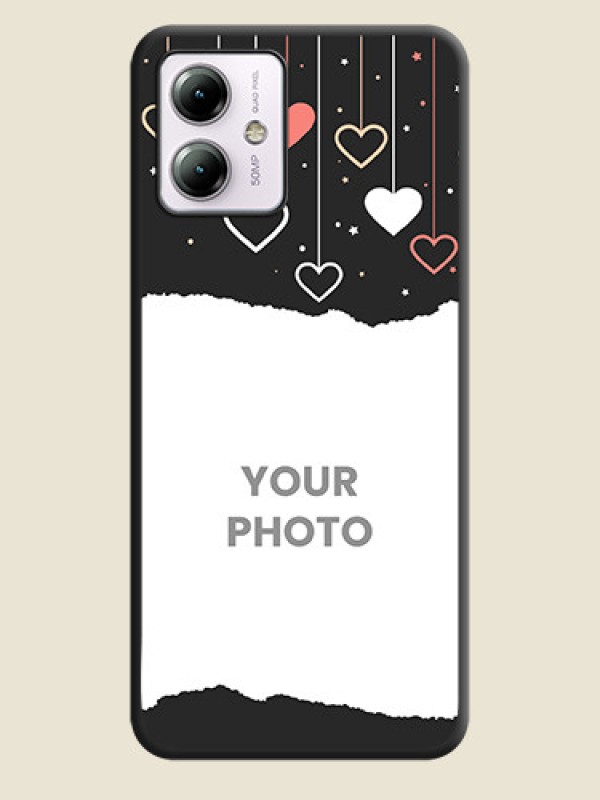 Custom Love Hangings with Splash Wave Picture on Space Black Custom Soft Matte Phone Back Cover - Moto G14 - alternate view