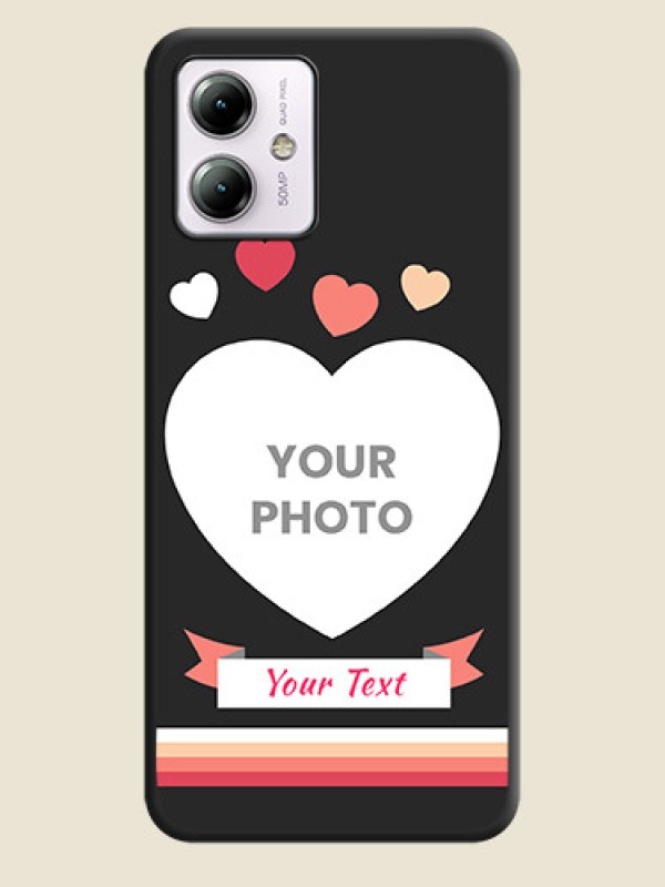 Custom Love Shaped Photo with Colorful Stripes on Personalised Space Black Soft Matte Cases - Moto G14 - alternate view