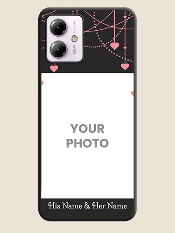 Custom Pink Love Hangings with Text on Space Black Custom Soft Matte Back Cover - Moto G14 - alternate view