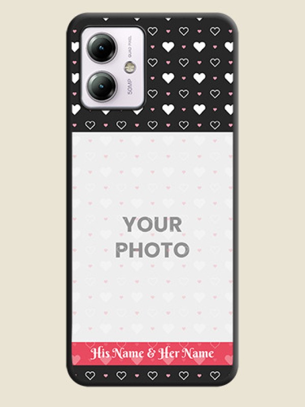 Custom White Color Love Symbols with Text Design - Photo on Space Black Soft Matte Phone Cover - Moto G14 - alternate view