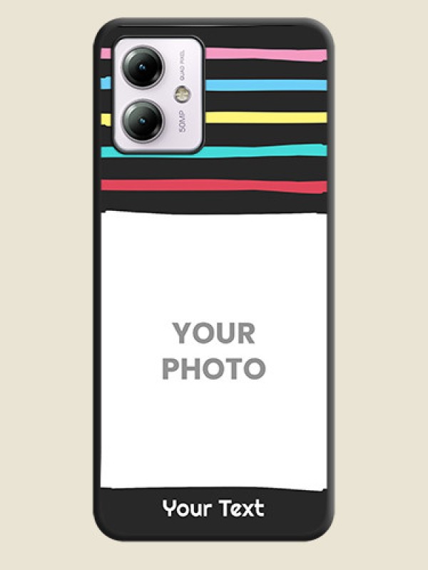 Custom Multicolor Lines with Image on Space Black Personalized Soft Matte Phone Covers - Moto G14 - alternate view