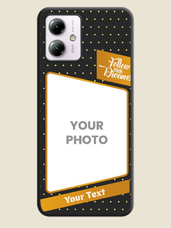 Custom Follow Your Dreams with White Dots on Space Black Custom Soft Matte Phone Cases - Moto G14 - alternate view