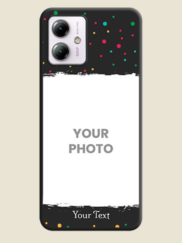 Custom Multicolor Dotted Pattern with Text on Space Black Custom Soft Matte Phone Back Cover - Moto G14 - alternate view