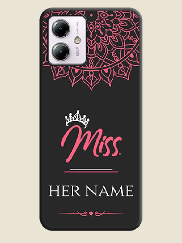 Custom Mrs Name with Floral Design on Space Black Personalized Soft Matte Phone Covers - Moto G14 - alternate view