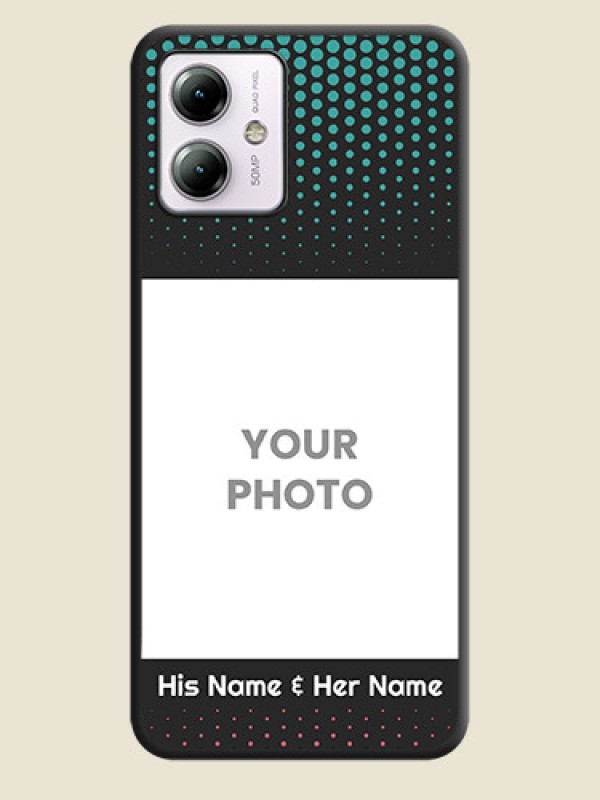 Custom Faded Dots with Grunge Photo Frame and Text on Space Black Custom Soft Matte Phone Cases - Moto G14 - alternate view