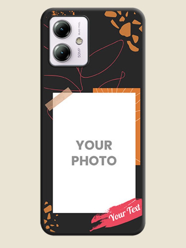 Custom Orange Photo Frame on Space Black Custom Soft Matte Phone Back Cover - Moto G14 - alternate view