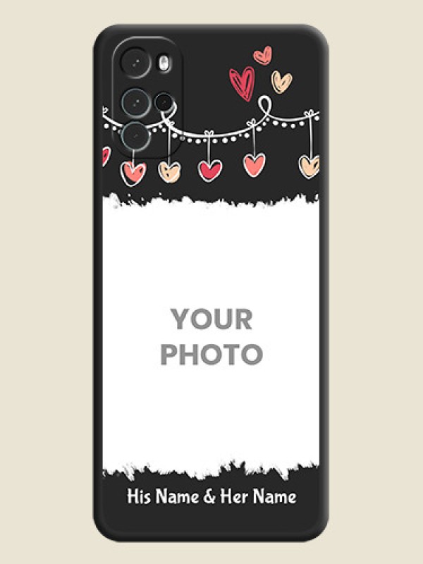 Custom Pink Love Hangings with Name on Space Black Custom Soft Matte Phone Cases - Moto G22 - alternate view