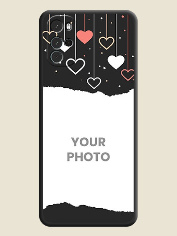 Custom Love Hangings with Splash Wave Picture on Space Black Custom Soft Matte Phone Back Cover - Moto G22 - alternate view