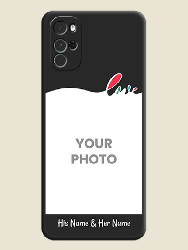 Custom Fall in Love Pattern with Picture on Photo on Space Black Soft Matte Mobile Case - Moto G22 - alternate view