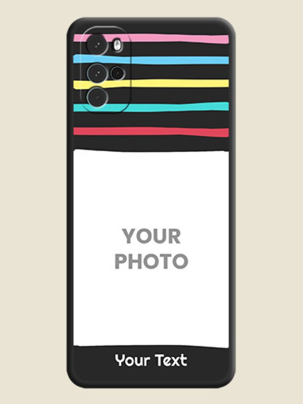 Custom Multicolor Lines with Image on Space Black Personalized Soft Matte Phone Covers - Moto G22 - alternate view