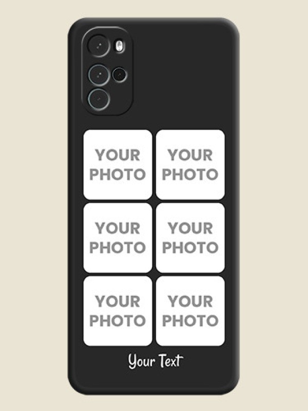 Custom Floral Art with 6 Image Holder on Photo on Space Black Soft Matte Mobile Case - Moto G22 - alternate view