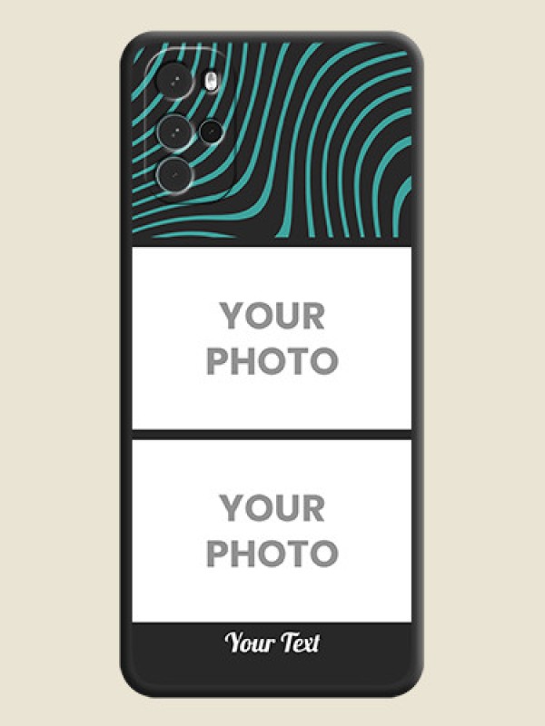Custom Wave Pattern with 2 Image Holder on Space Black Personalized Soft Matte Phone Covers - Moto G22 - alternate view