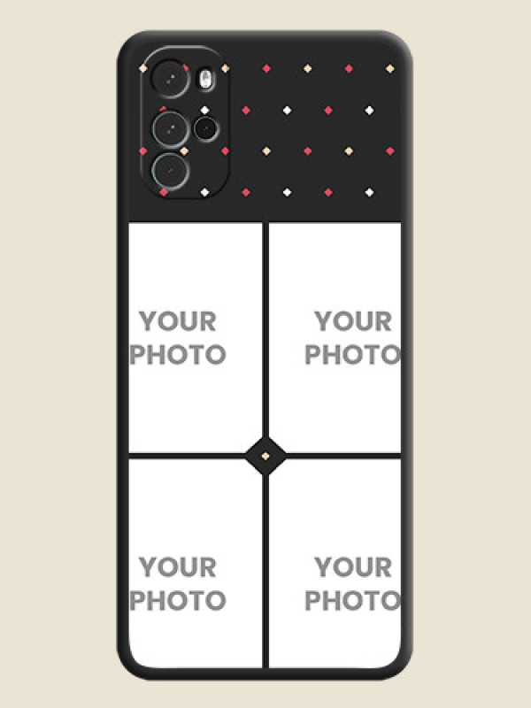 Custom Multicolor Dotted Pattern with 4 Image Holder on Space Black Custom Soft Matte Phone Cases - Moto G22 - alternate view