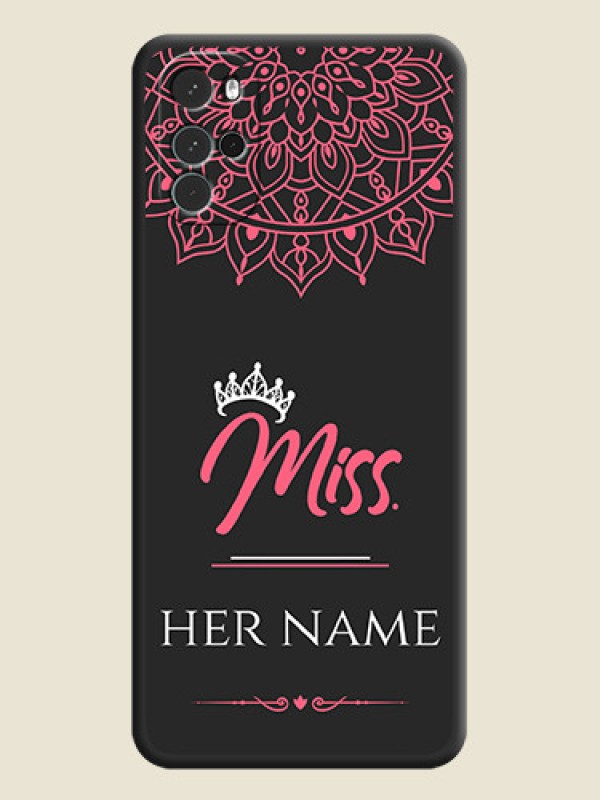 Custom Mrs Name with Floral Design on Space Black Personalized Soft Matte Phone Covers - Moto G22 - alternate view