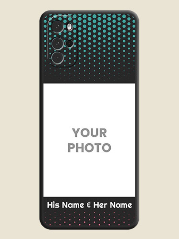 Custom Faded Dots with Grunge Photo Frame and Text on Space Black Custom Soft Matte Phone Cases - Moto G22 - alternate view