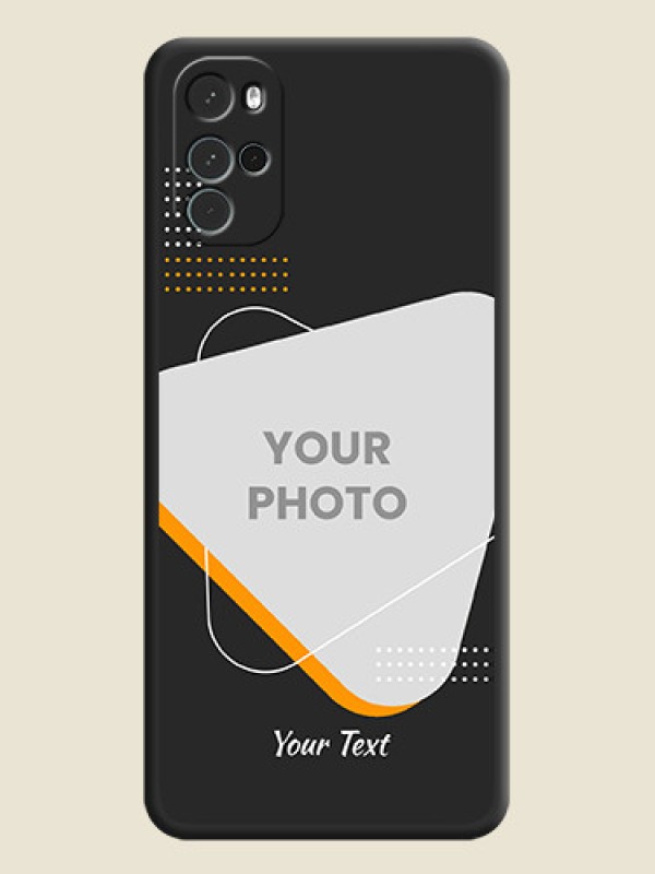 Custom Yellow Triangle on Photo on Space Black Soft Matte Phone Cover - Moto G22 - alternate view