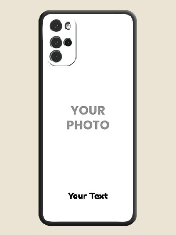 Custom Full Single Pic Upload With Text On Space Black Personalized Soft Matte Phone Covers -Motorola Moto G22 - alternate view