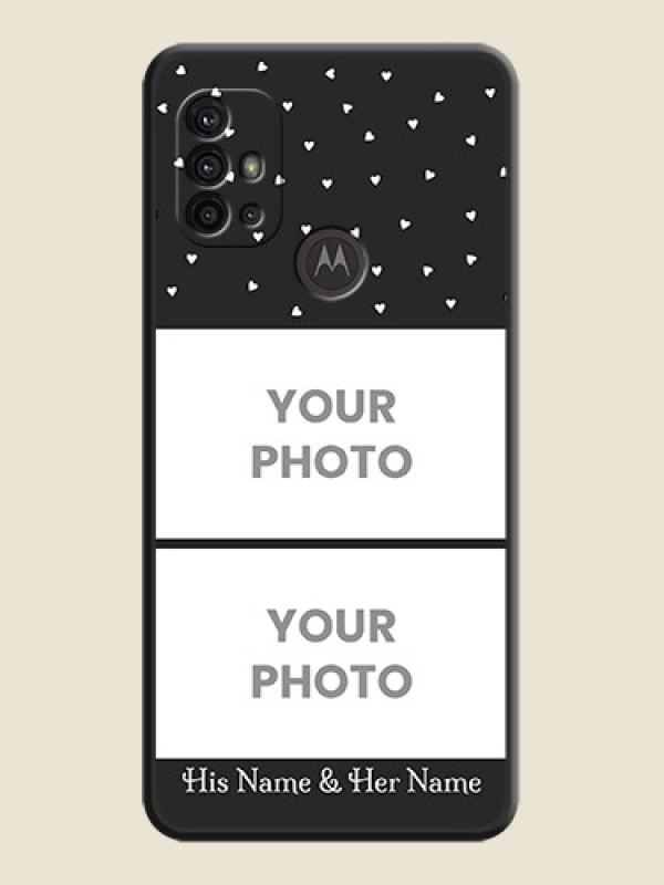 Custom Miniature Love Symbols with Name on Space Black Custom Soft Matte Back Cover - Motorola Moto G30 - alternate view