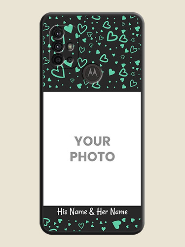 Custom Sea Green Indefinite Love Pattern on Photo on Space Black Soft Matte Mobile Cover - Motorola Moto G30 - alternate view