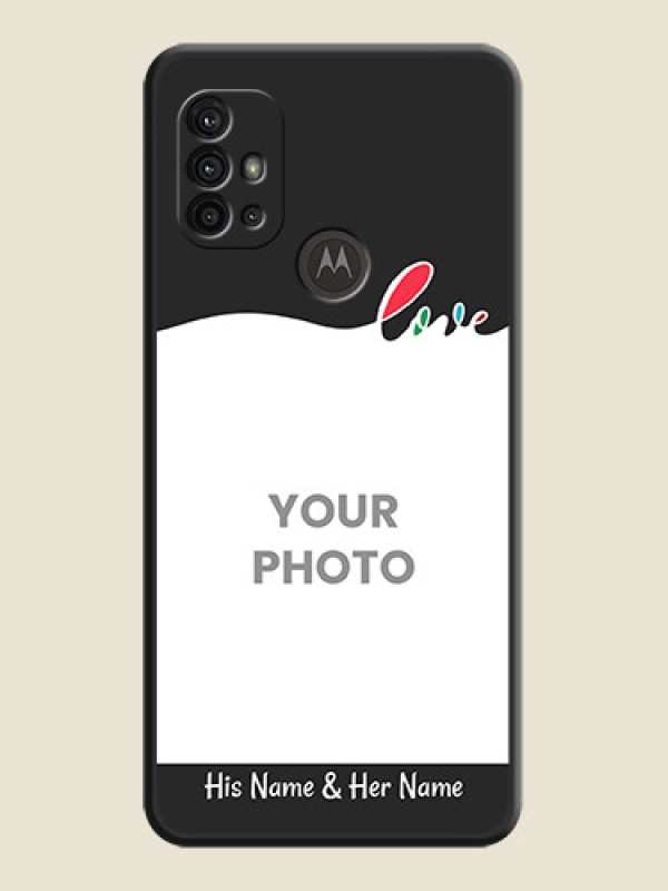 Custom Fall in Love Pattern with Picture on Photo on Space Black Soft Matte Mobile Case - Motorola Moto G30 - alternate view