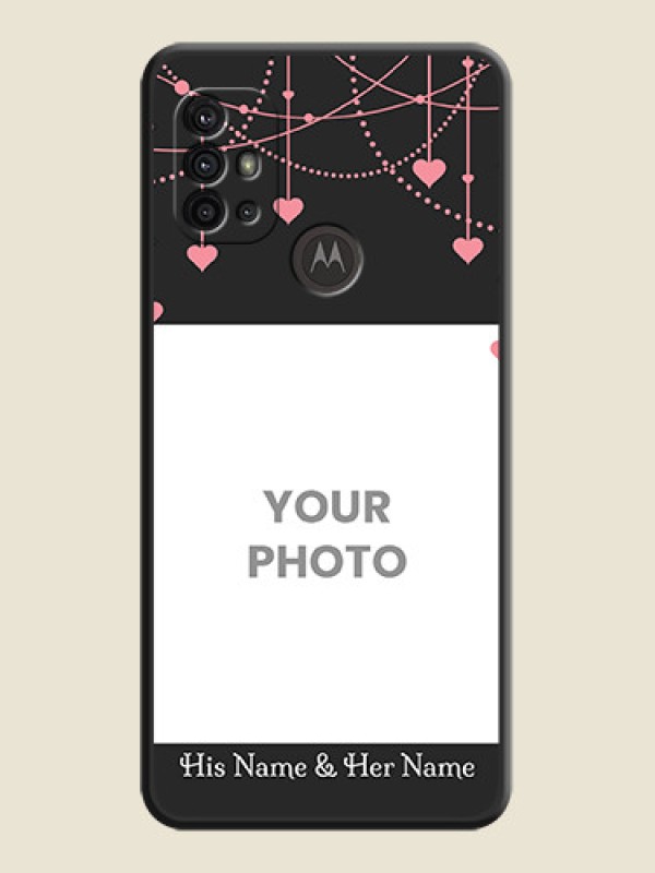 Custom Pink Love Hangings with Text on Space Black Custom Soft Matte Back Cover - Motorola Moto G30 - alternate view