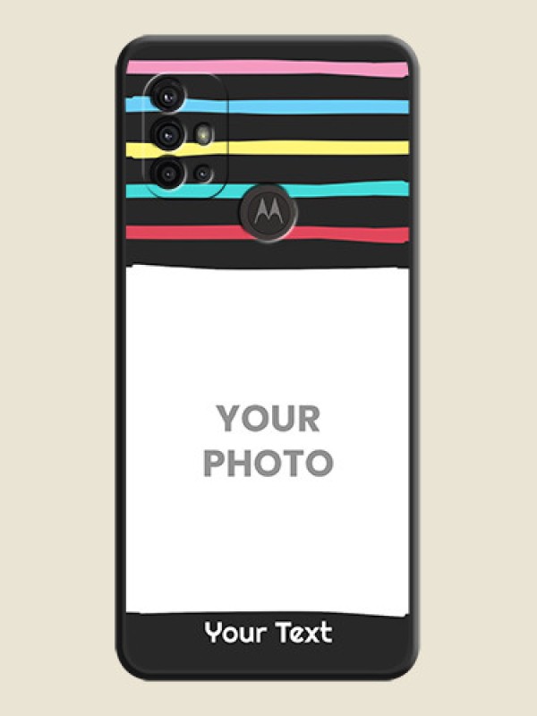 Custom Multicolor Lines with Image on Space Black Personalized Soft Matte Phone Covers - Motorola Moto G30 - alternate view