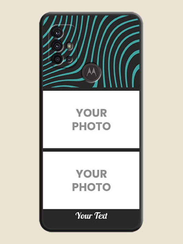 Custom Wave Pattern with 2 Image Holder on Space Black Personalized Soft Matte Phone Covers - Motorola Moto G30 - alternate view