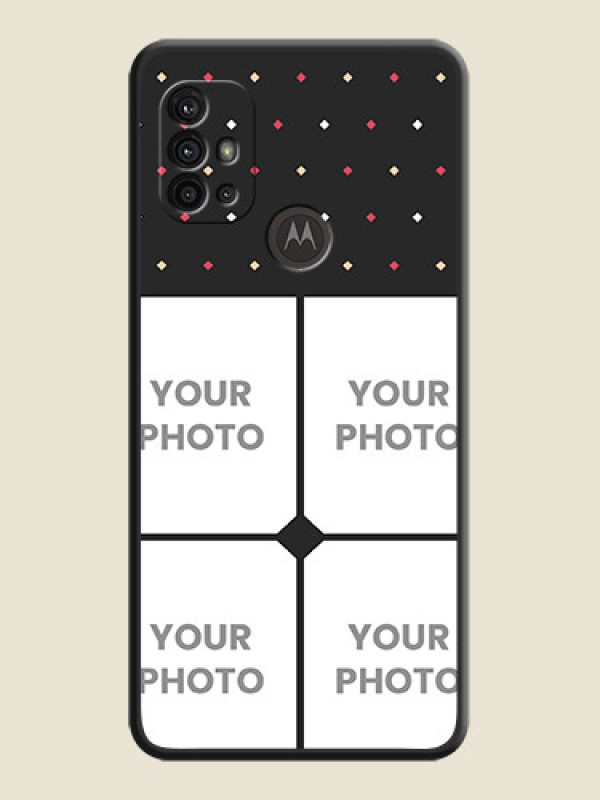 Custom Multicolor Dotted Pattern with 4 Image Holder on Space Black Custom Soft Matte Phone Cases - Motorola Moto G30 - alternate view