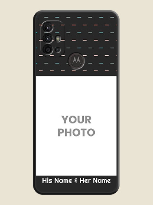 Custom Line Pattern Design with Text on Space Black Custom Soft Matte Phone Back Cover - Motorola Moto G30 - alternate view