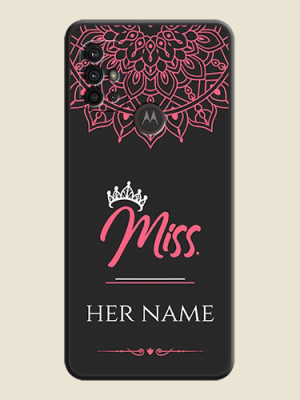 Custom Mrs Name with Floral Design on Space Black Personalized Soft Matte Phone Covers - Motorola Moto G30 - alternate view