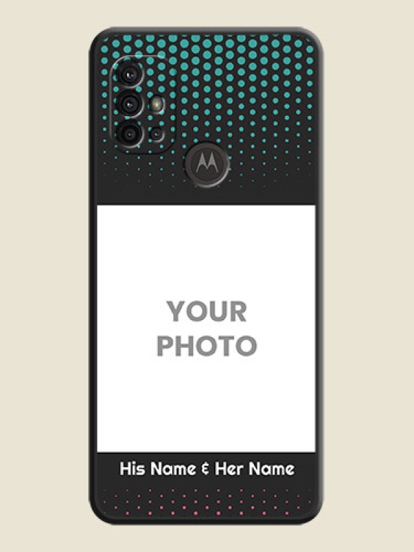 Custom Faded Dots with Grunge Photo Frame and Text on Space Black Custom Soft Matte Phone Cases - Motorola Moto G30 - alternate view