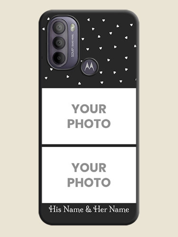 Custom Miniature Love Symbols with Name on Space Black Custom Soft Matte Back Cover - Moto G31 - alternate view