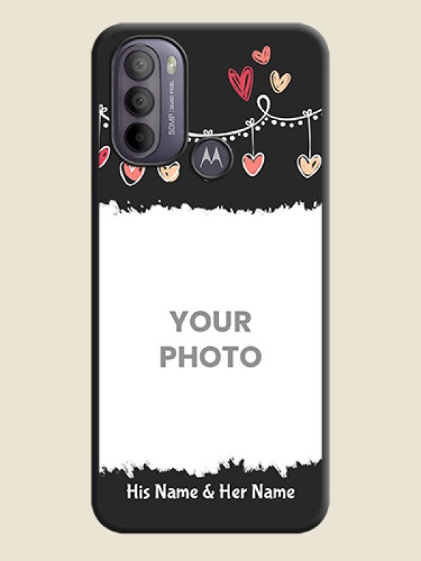 Custom Pink Love Hangings with Name on Space Black Custom Soft Matte Phone Cases - Moto G31 - alternate view