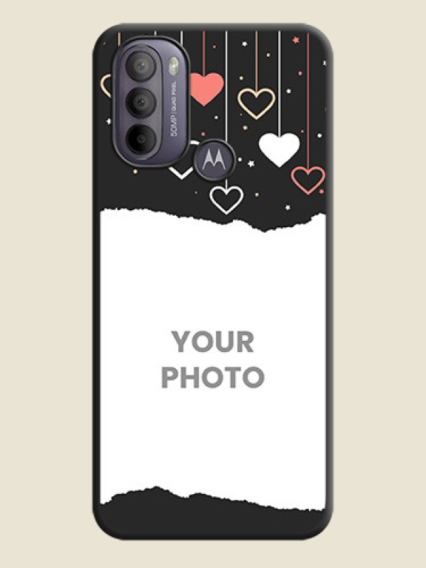 Custom Love Hangings with Splash Wave Picture on Space Black Custom Soft Matte Phone Back Cover - Moto G31 - alternate view
