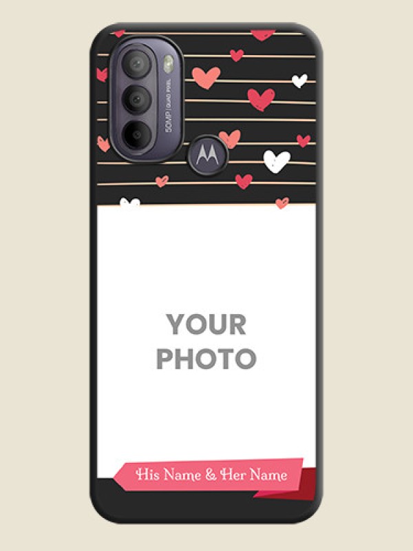 Custom Love Pattern with Name on Pink Ribbon  on Photo on Space Black Soft Matte Back Cover - Moto G31 - alternate view