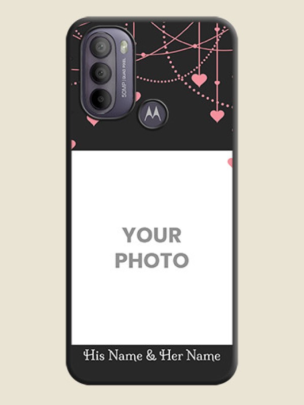 Custom Pink Love Hangings with Text on Space Black Custom Soft Matte Back Cover - Moto G31 - alternate view