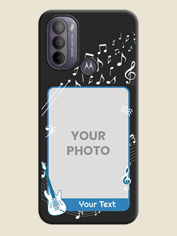 Custom Musical Theme Design with Text on Photo on Space Black Soft Matte Mobile Case - Moto G31 - alternate view