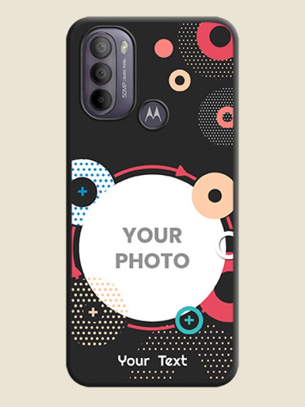Custom Multicoloured Round Image on Personalised Space Black Soft Matte Cases - Moto G31 - alternate view