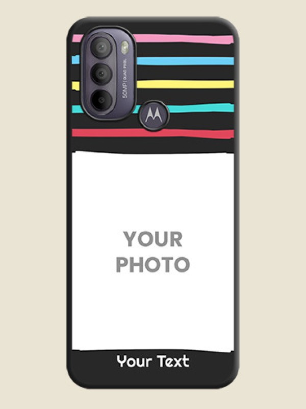 Custom Multicolor Lines with Image on Space Black Personalized Soft Matte Phone Covers - Moto G31 - alternate view