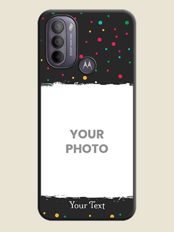 Custom Multicolor Dotted Pattern with Text on Space Black Custom Soft Matte Phone Back Cover - Moto G31 - alternate view