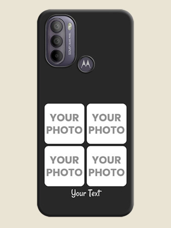 Custom Floral Art with 6 Image Holder on Photo on Space Black Soft Matte Mobile Case - Moto G31 - alternate view