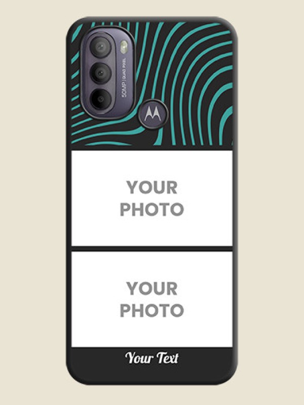 Custom Wave Pattern with 2 Image Holder on Space Black Personalized Soft Matte Phone Covers - Moto G31 - alternate view
