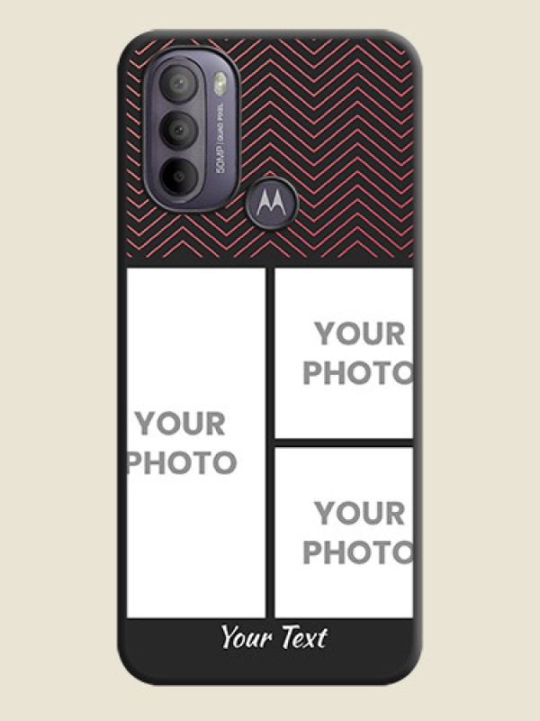 Custom Wave Pattern with 3 Image Holder on Space Black Custom Soft Matte Back Cover - Moto G31 - alternate view