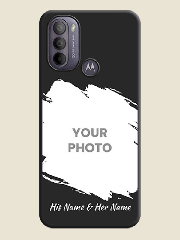 Custom Grunge Brush Strokes on Photo on Space Black Soft Matte Back Cover - Moto G31 - alternate view