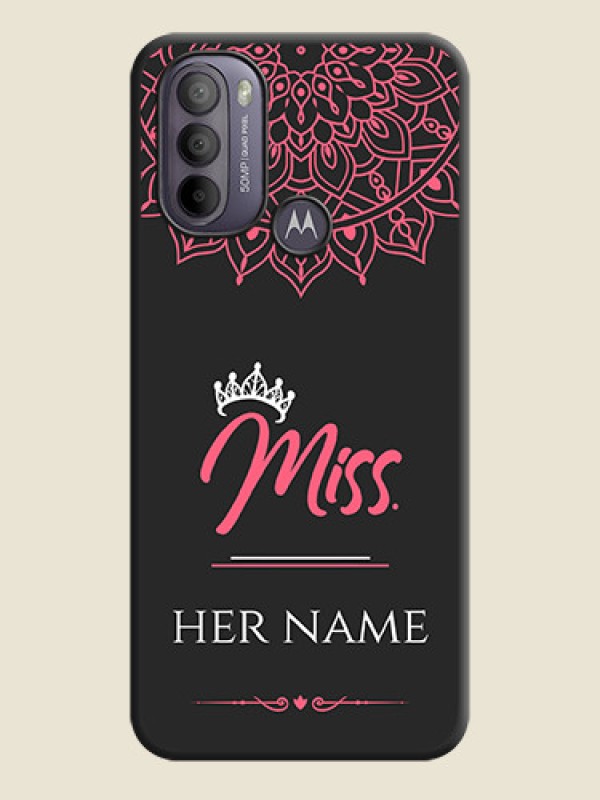Custom Mrs Name with Floral Design on Space Black Personalized Soft Matte Phone Covers - Moto G31 - alternate view