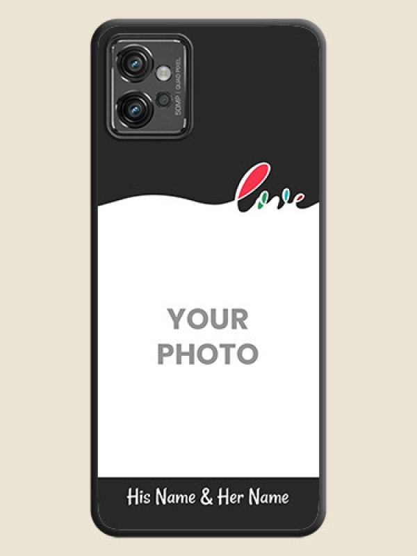 Custom Fall in Love Pattern with Picture on Photo on Space Black Soft Matte Mobile Case - Motorola Moto G32 - alternate view