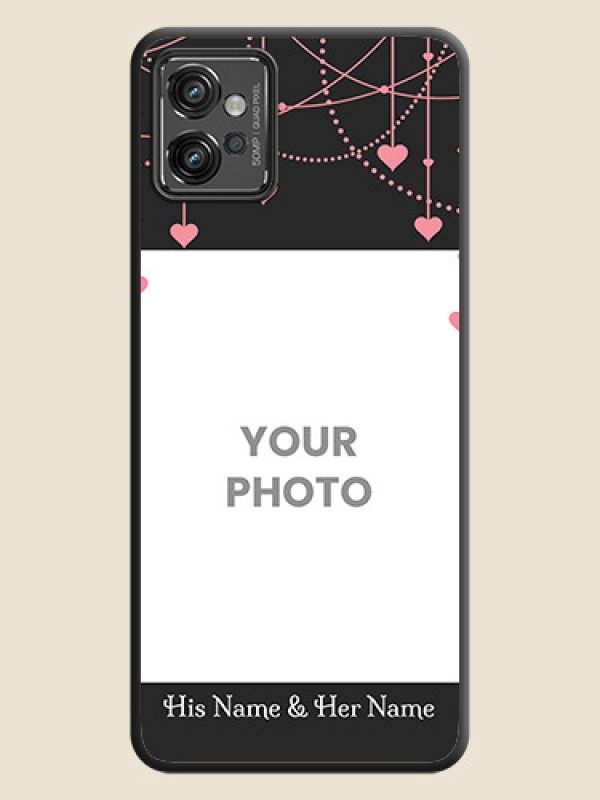 Custom Pink Love Hangings with Text on Space Black Custom Soft Matte Back Cover - Motorola Moto G32 - alternate view