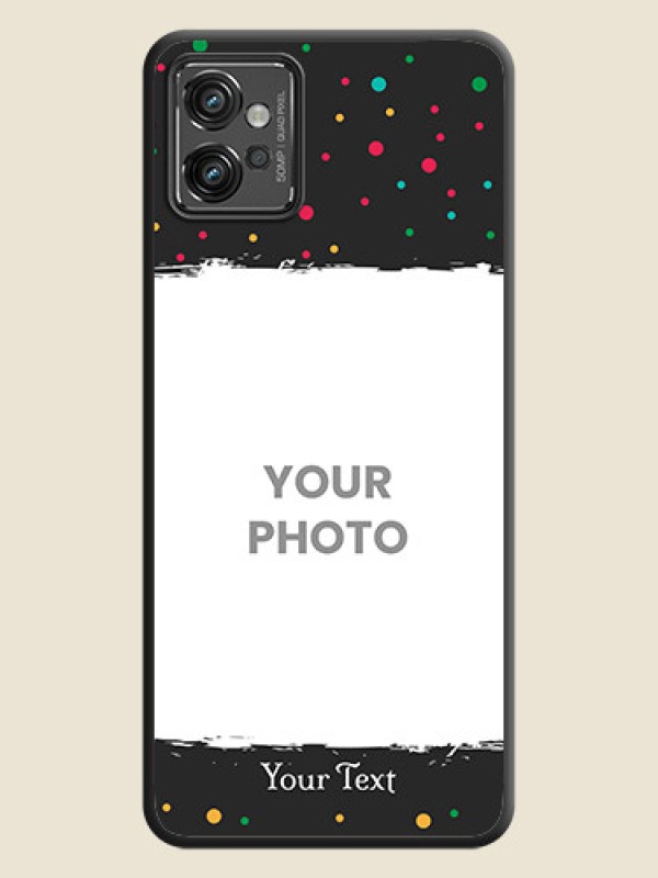 Custom Multicolor Dotted Pattern with Text on Space Black Custom Soft Matte Phone Back Cover - Motorola Moto G32 - alternate view