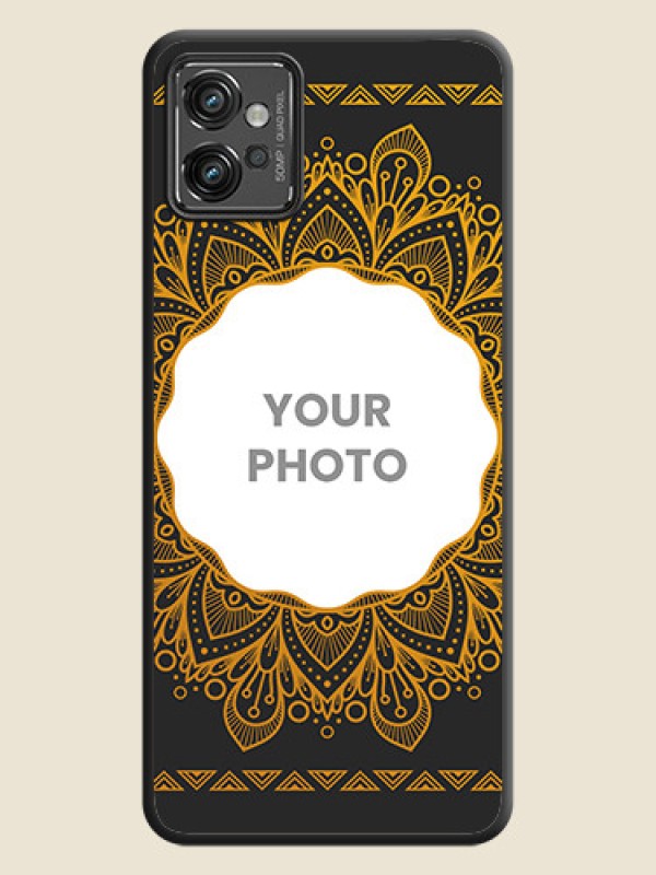 Custom Round Image with Floral Design on Photo on Space Black Soft Matte Mobile Cover - Motorola Moto G32 - alternate view